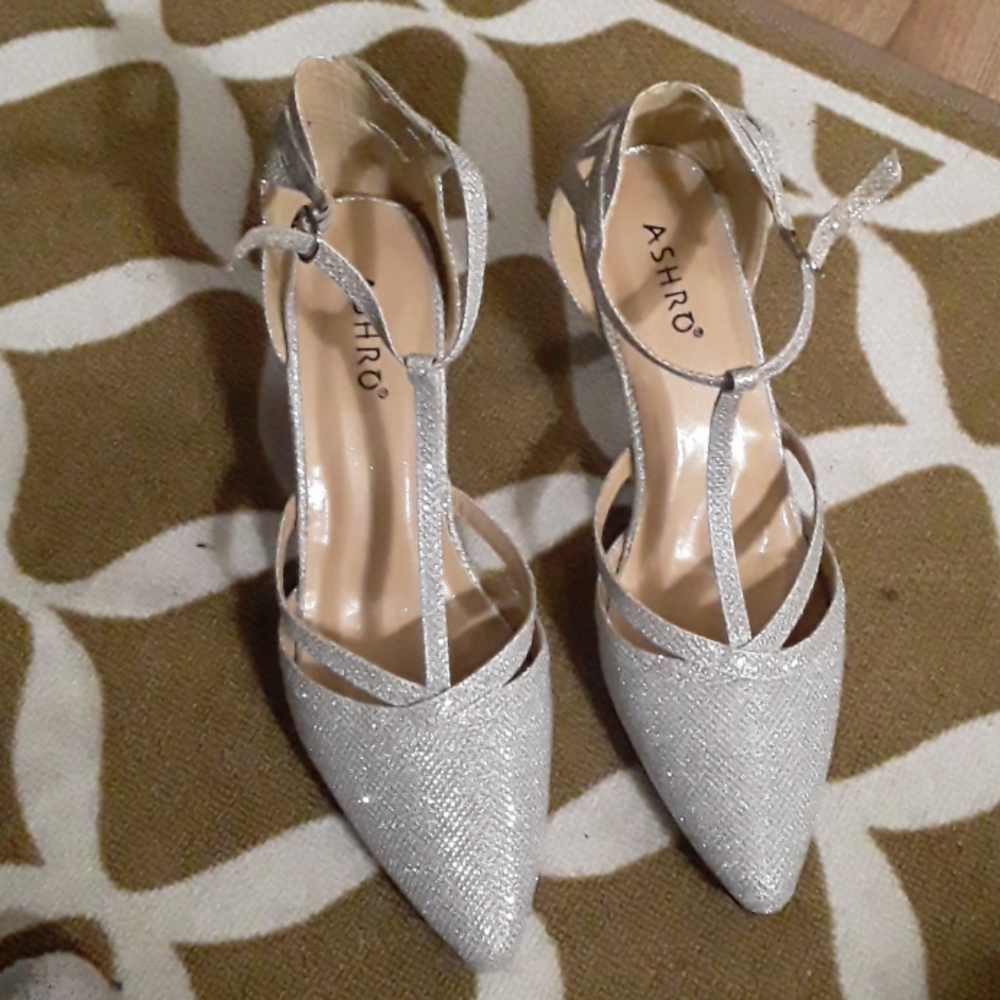 White sparkle heels